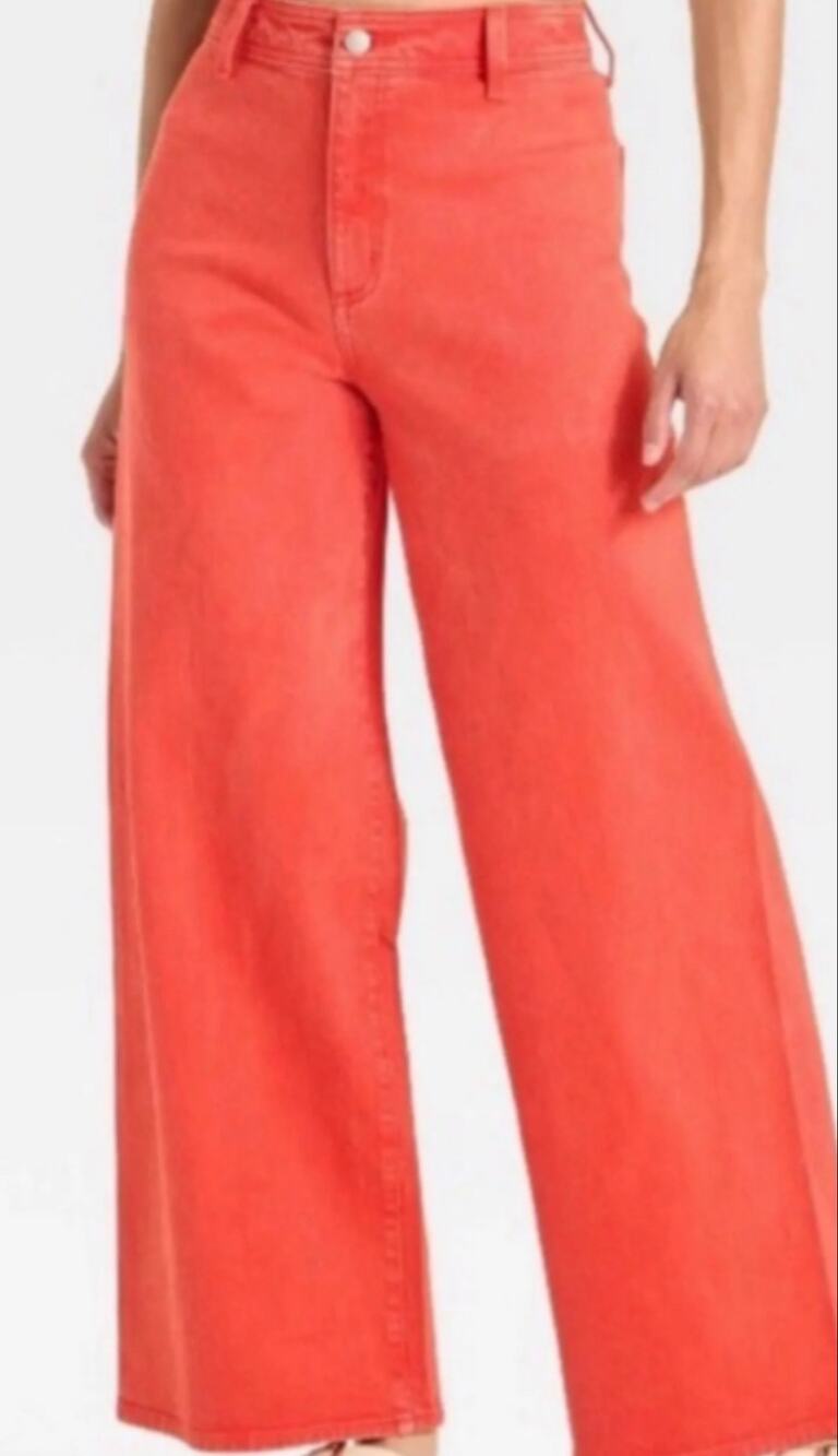 Wide Leg High Rise orange jeans Relaxed thighs 2 back pockets NWT
